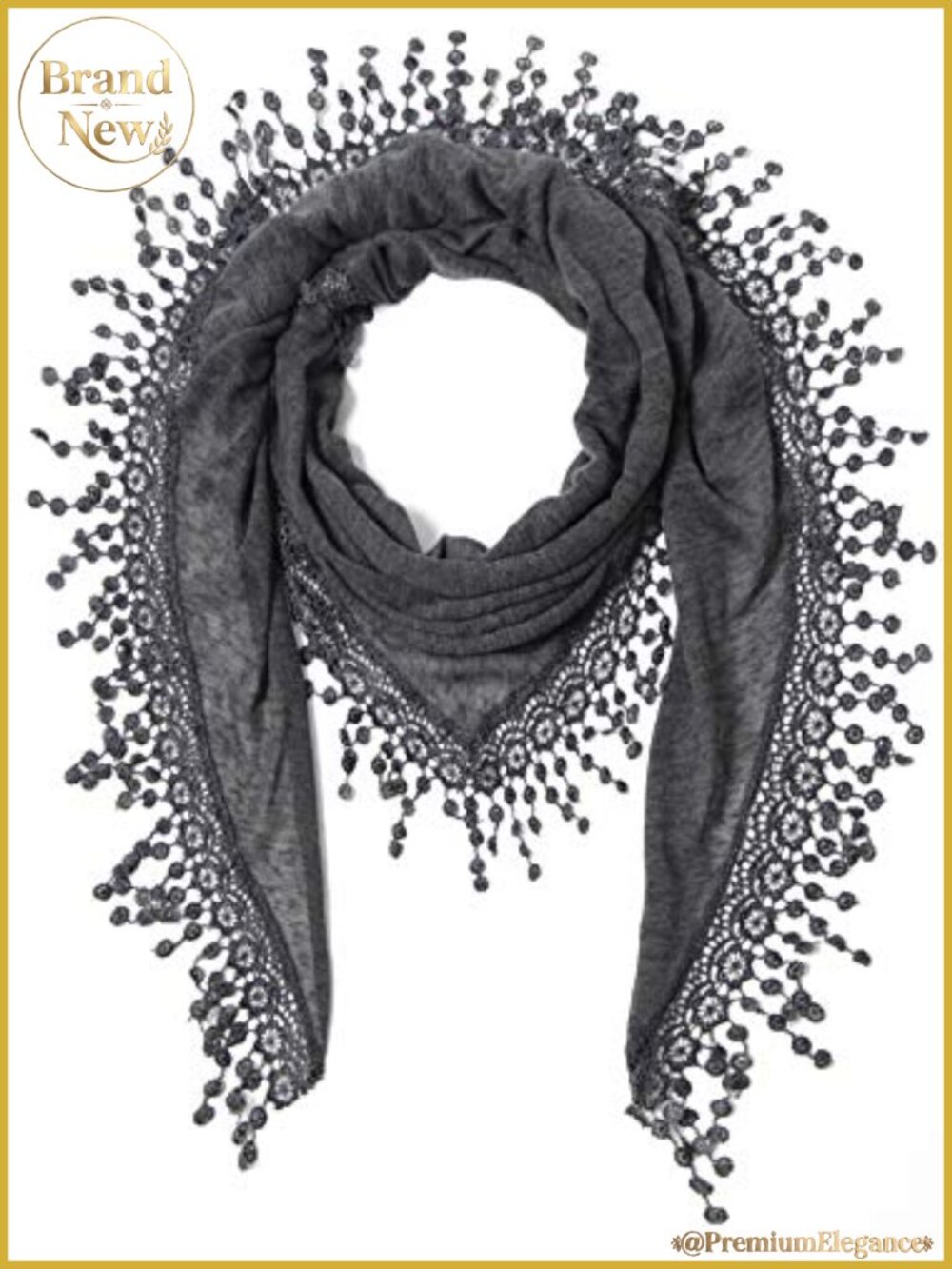 Floral Embroidered Lace Triangle Scarf for Women - Bridal Party